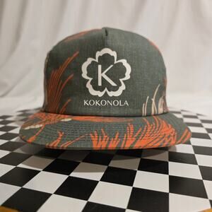 Brixton Kokonola Snapback Hat Green Orange‎ Floral Palm Print Flat Bill Cap